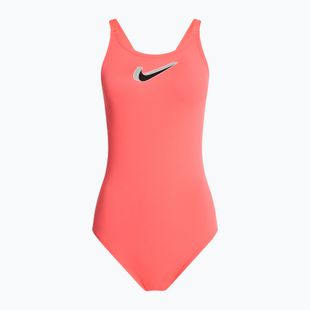 Női egyrészes fürdőruha Nike Hydrastrong 3D Swoosh Fastback hot punch
