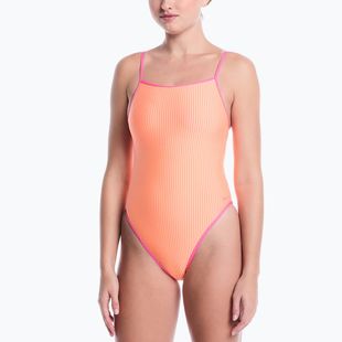 Női egyrészes fürdőruha Nike Ocean Bound Ripple Texture Square Neck pink glow