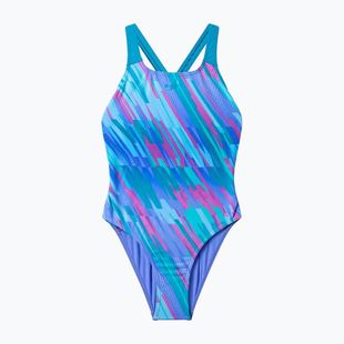 Gyerek egyrészes fürdőruha Speedo Allover Pwerbackback moonlight lavender/hyper teal
