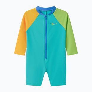 Gyerek egyrészes fürdőruha Speedo Colorblock Zip LS aqua breeze