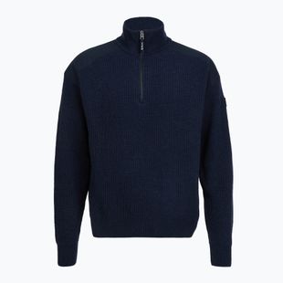 Férfi pulóver Dovre Ribbed Knit Half Zip navy