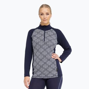 Női Termoaktiv pulóver Dovre Wool Organic Half Zip navy