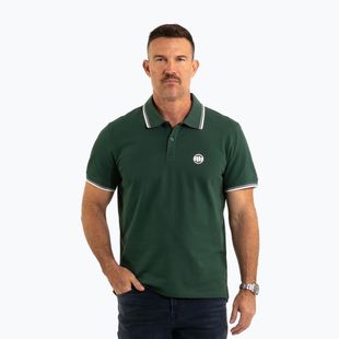 Férfi Pitbull Polo Shirt Pique Stripes Regular jáde zöld