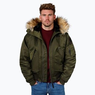 Férfi télikabát Pitbull Harvest Hooded Bomber olive