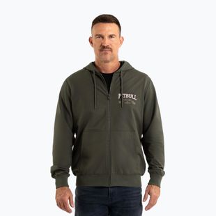 Férfi Pitbull Troublemaker kapucnis cipzáras pulóver régi zöld