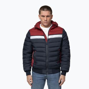 Férfi télikabát Pitbull Rubio Quilted Hooded dark navy/red