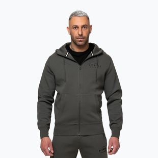 Férfi pulóver Pitbull Sampson Hooded Zip Sweatshirt grey/green