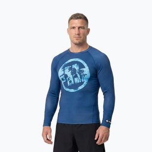 Férfi hosszú ujjú rashguard Pitbull Rashguard Logo Palms blue