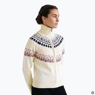 Női pulóver Woolcano SWT1092 Kremowy/Granatowy