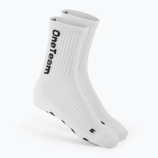 Gyerek focizokni OneTeam Precision Grip non-slip 2-pack white