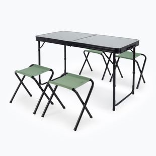 Összecsukható kempingasztal + székek KADVA CAMPtable szett 4-6 fő részére, szürke