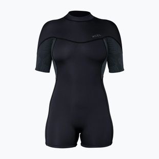 Női úszóruha Xcel Axis Back Zip Spring 2 mm black/palm/monstera print