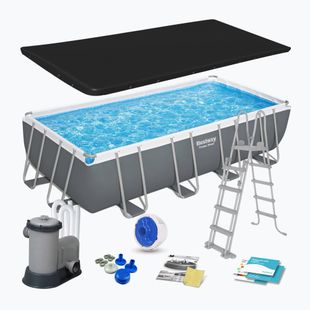 Fémvázas medence Bestway Power Steel Rectangular Pool Set 56465N 549 x 274 cm sötétszürke