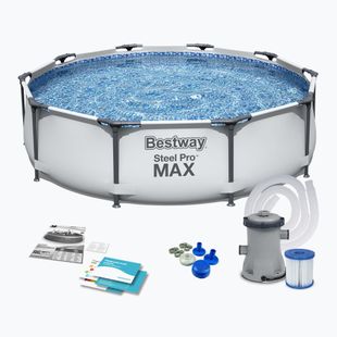 Fémvázas medence Bestway Steel Pro Max Pool Set 305 x 76 cm szürke