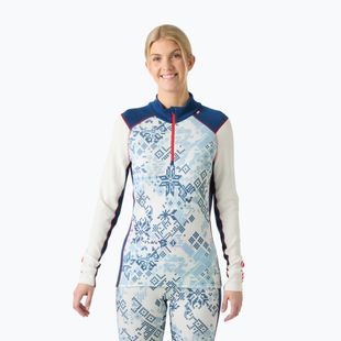 Női termikus pulóver Helly Hansen Lifa Merino Midweight Gra 1/2 Zip élénk kék new nordic aop