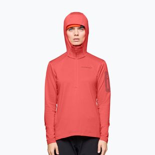 Női túra pulóver NORRONA Falketind Warm1 Hood deep sea coral/baked apple