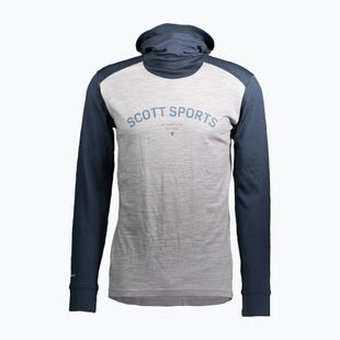Férfi termo pulóver SCOTT Defined Merino Hoody dark blue/light grey melange