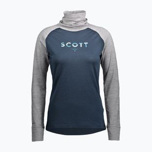 Női thermo hosszú ujjú felső SCOTT Defend Merino High Neck light grey melange/dark blue