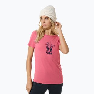 Női póló super.natural Flower Boots Tee mauvewood/blueberry