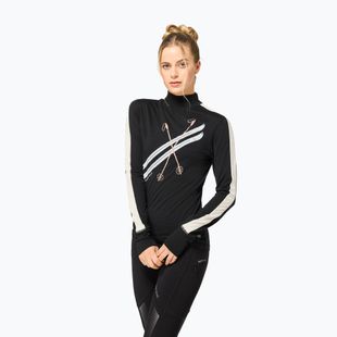 Női hosszú ujjú póló super.natural KryTeeede Col T-Neck Light jet black/white/mountain trail gl/white