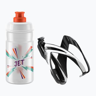 Elite CEO Jet kerékpár szett kosár + bidon 350 ml fekete fényes/fehér grafika/tiszta/logó narancssárga