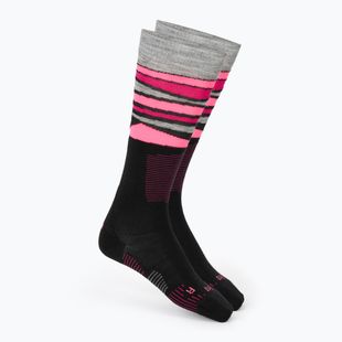 Női sízokni Mico Light Weight Superthermo Natural Merino Ski black/fluorescent fuchsia