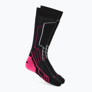 Női sí zokni Mico Medium Weight Warm Control Ski black/fluorescent fuchsia