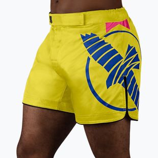 Férfi Hayabusa Icon Mid-Thigh MMA edzőnadrág sárga/kék színben