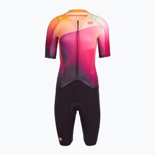 Női kerékpáros overall Castelli Free Sanremo 3 SS In dark night shade/vivid orange-bright rose