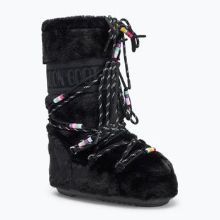 Hótaposó Moon Boot Icon Faux Fur Beads black