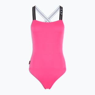 EA7 Emporio Armani Logo Tape One Piece fürdőruha neon rózsaszínű