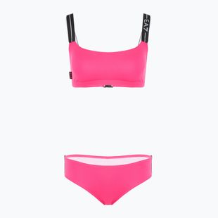 Női kétrészes fürdőruha EA7 Emporio Armani Logo Tape Bikini Top neon rózsaszínű