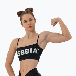 Női edzős felső NEBBIA Bandeau Bra Back Check fekete