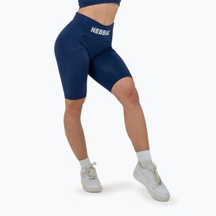 Női NEBBIA High Waisted Biker 10″ Gym Therapy edző rövidnadrág sötétkék