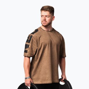 Férfi sportpóló NEBBIA Washed-Off Lifting Club light brown