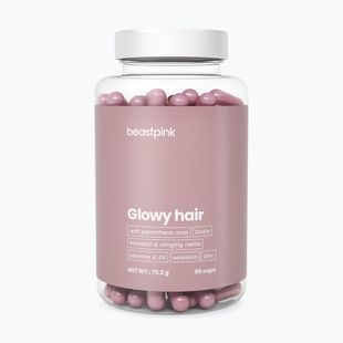 Kiegészítő GymBeam Glowy Hair - BeastPink 90 capsules
