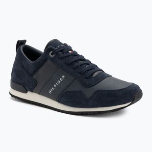 Tommy Hilfiger férfi cipő Iconic Leather Suede Mix Runner éjfél