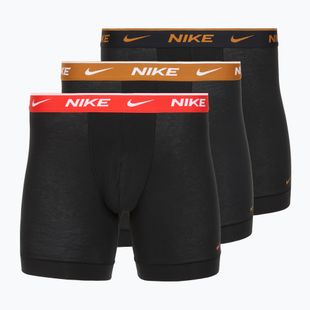 Férfi Nike Everyday Cotton Stretch boxeralsó 3 pár fekete light crimsn/desrt okkersárga/fekete derékszíjjal