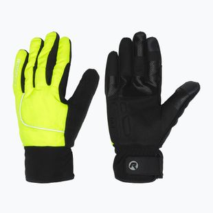 Férfi kerékpáros kesztyű Rogelli Essential Winter Waterproop fluorescent yellow