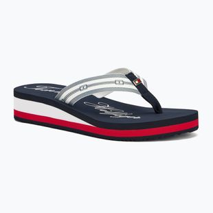 Női flip-flop papucs Tommy Hilfiger Im Th Signature Beach Sandal rwb
