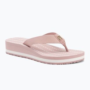 Női flip-flop papucs Tommy Hilfiger Im Th Chainprint Midwedge Sandal foggy pink