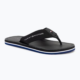 Férfi flip-flop papucs Tommy Hilfiger Leather Beach Sandal black