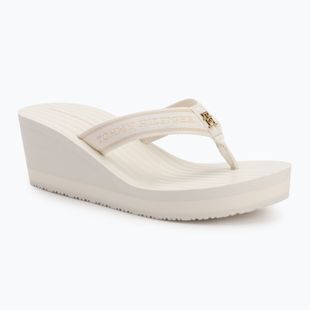 Női flip-flop papucs Tommy Hilfiger Stripes Wedge Beach Sandal ivory