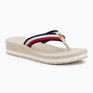 Női flip-flop papucs Tommy Hilfiger Corp Mid Wedge Beach Sandal muslin