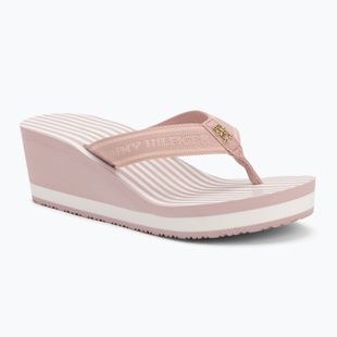 Női flip-flop papucs Tommy Hilfiger Stripes Wedge Beach Sandal foggy pink
