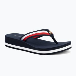 Női flip-flop papucs Tommy Hilfiger Corp Mid Wedge Beach Sandal space blue