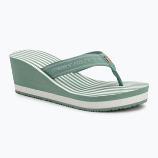 Női flip-flop papucs Tommy Hilfiger Stripes Wedge Beach Sandal charming green