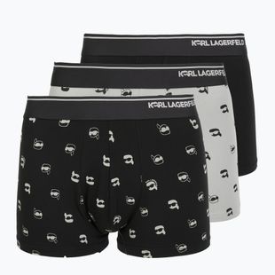 Férfi boxeralsó KARL LAGERFELD Ikon Aop Trunk 3 pár karl dot/ash black