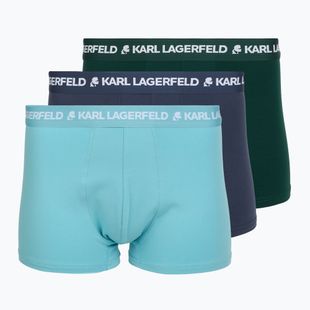 Férfi boxerek KARL LAGERFELD Logo Trunk Multiband 3 pár dark sea/indigo/blue