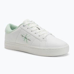 Calvin Klein női cipő YW0YW01444 Classic Cupsole Lowlaceup Lth Wn fényes fehér/holdfény jade